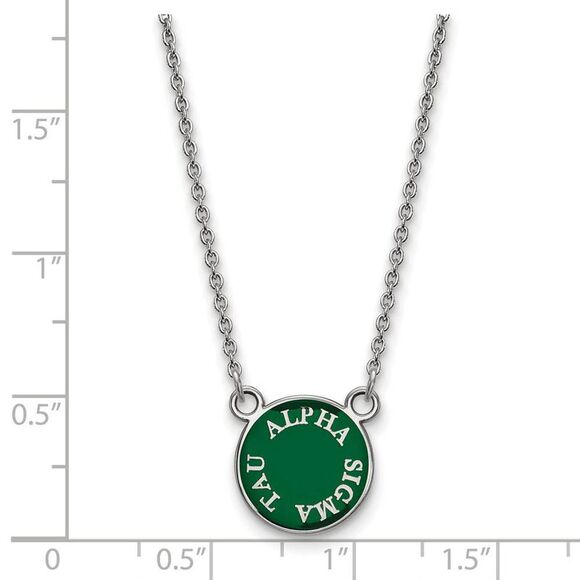 Sterling Silver Alpha Sigma Tau XS (Tiny) Enamel Necklace - Picture 2 of 5